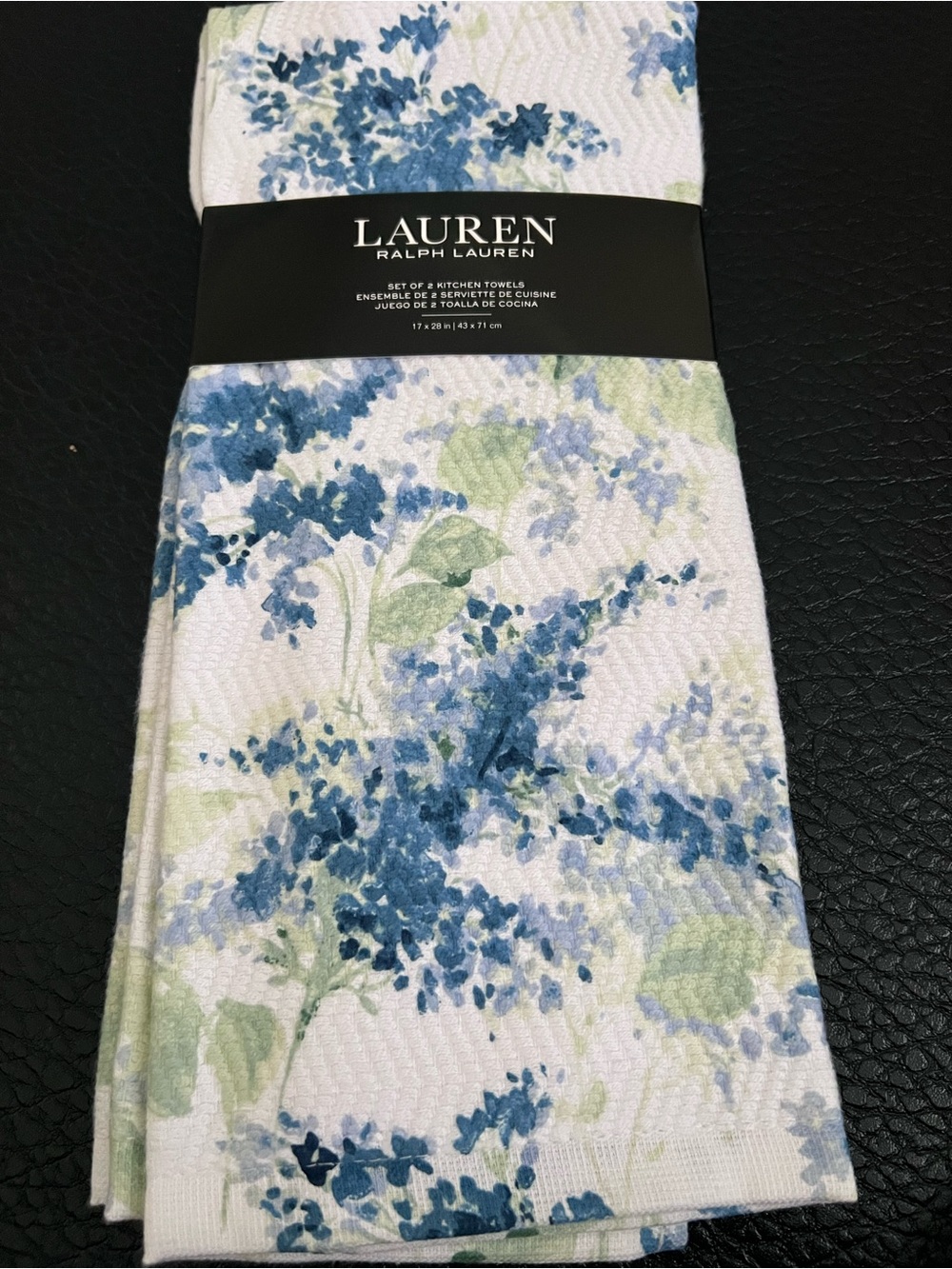 Ralph Lauren White Towels with Blue and Green Floral Print